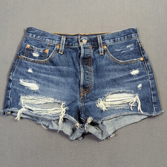 Levi's Pants - Levi's Jeans Shorts Women's 29 Blue Distressed Denim Button Fly